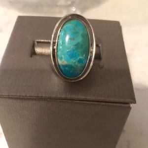 Turquoise and blue lapis set in sterling silver ring